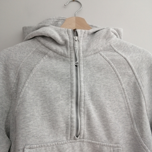 Lululemon Scuba Oversized 1/2 Half Zip Hoodie Fleece Lined Light Gray M/L - Picture 5 of 16